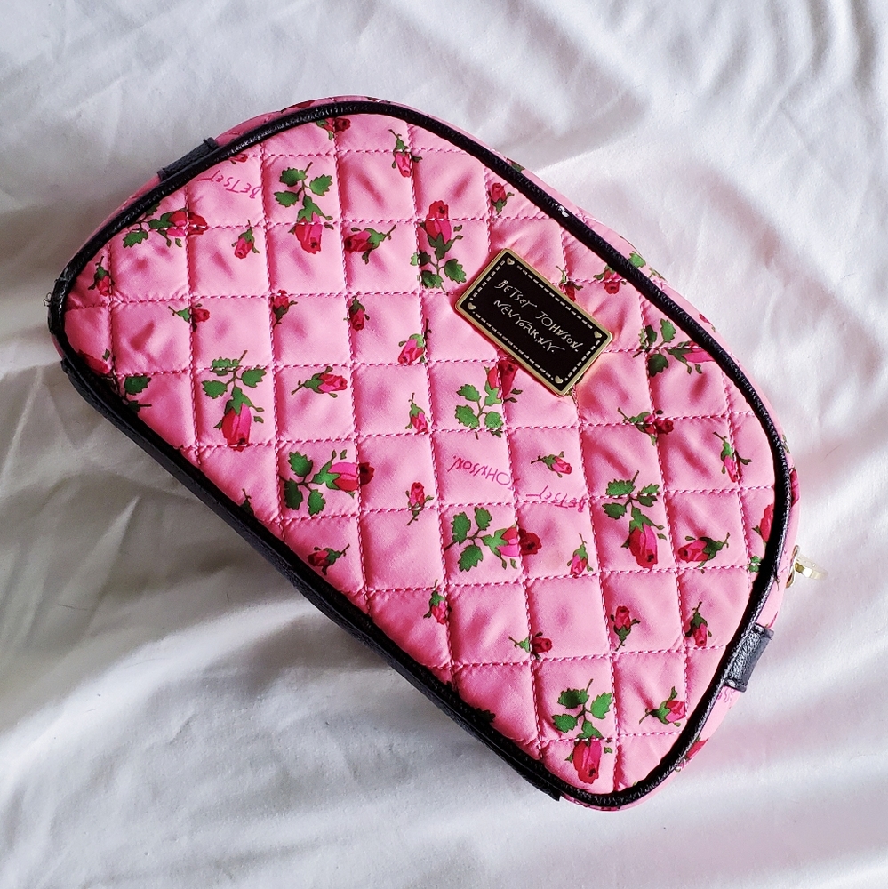 Betsy Johnson pink makeup bag